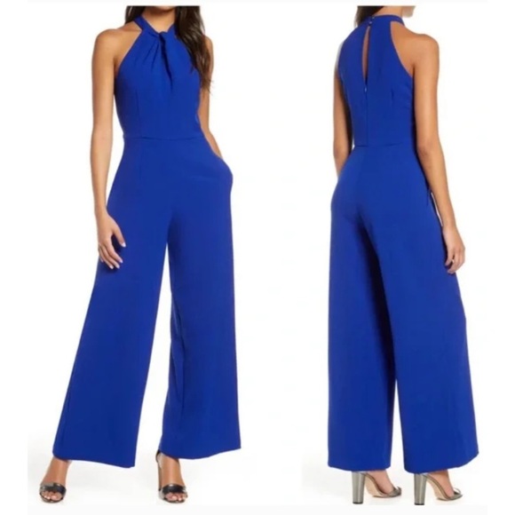Julia Jordan Women's Pinstriped Jumpsuit Blue Size 2